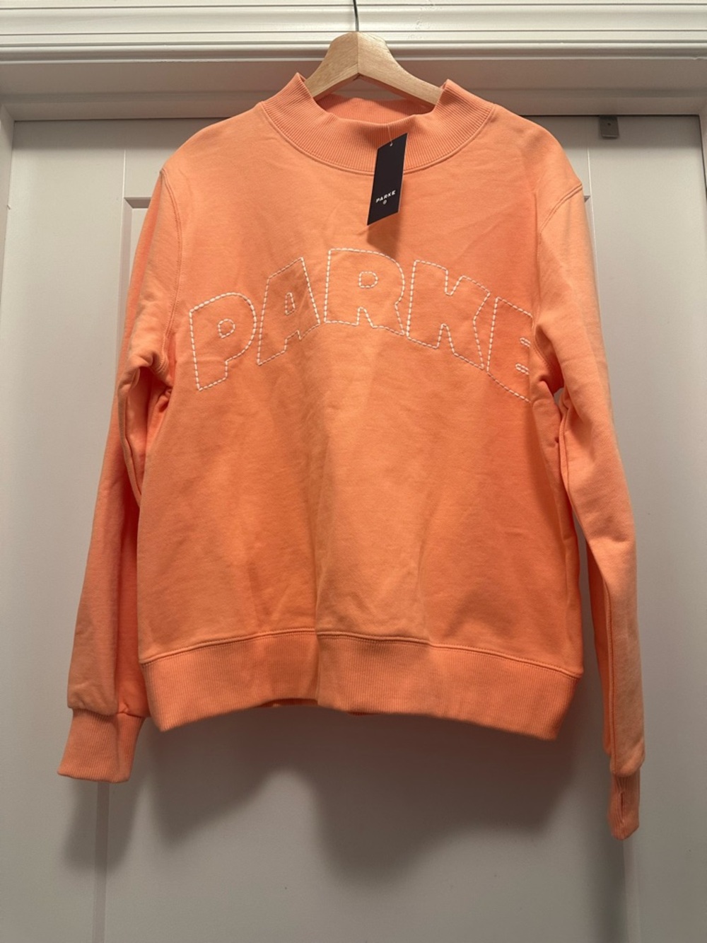 🎯🧡NWT! Peach Orange Mockneck Pullover Sweatshirt PARKE x TARGET - Size XXS/XS - Picture 3 of 10